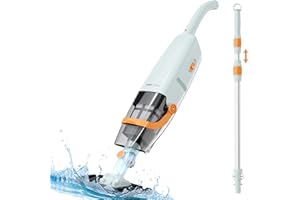 (2024 Upgraded) Lydsto Handheld Pool Vacuum with Telescopic Pole, Cordless Rechargeable Pool Vacuums Cleaner, 60 Mins Running Time, Deep Cleaning for Above & In-ground Pools, Hot Tubs, Spas, White