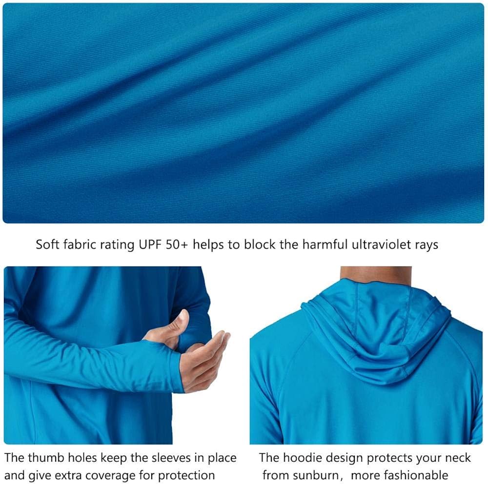 Willit Men's UPF 50+ Sun Protection Hoodie Shirt Long Sleeve SPF Fishing Outdoor UV Shirt Hiking Lightweight: Clothing