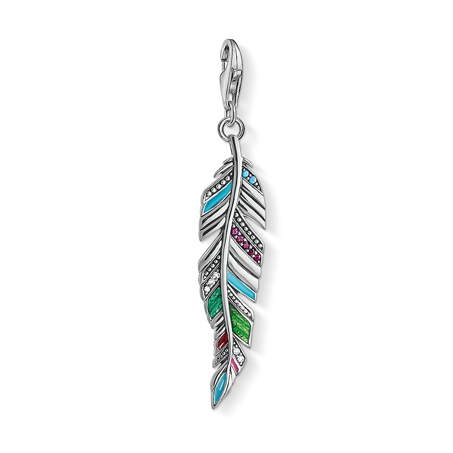 Thomas Sabo Women Charm Pendant Ethnic Feather Charm Club 925 Sterling Silver Y0034-340-7