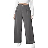 Eytino Womens Plus Size Wide Leg Pants Elastic High Waisted Casual Work Pants Lounge Trousers with Pockets (1X-5X)