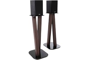 EXIMUS One Pair Fixed Height Universal Speaker Floor Stands - Espresso - 600 Series