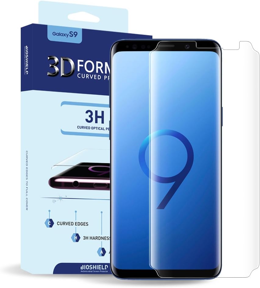 BIOSHIELD 3D Forming Curved Screen Protector for Galaxy S9 with Full Coverage, Edge to Edge Protection, HD, PET [Front&Back]