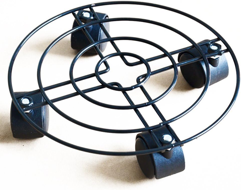 DODXIAOBEUL Plant Stand Movable Flower pots Solid Metal Round Flower pots Rack Caddies,Down Under Plant Caddie with Rotating Casters,Universal Wheels,Flower Pots Stand 12-Inch Black