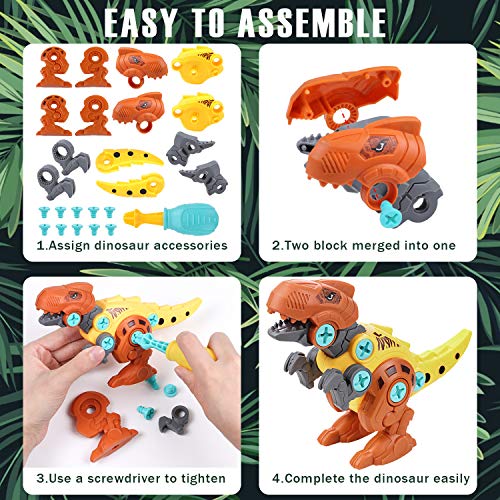 Tacobear 3er Dinosaurier Montage Spielzeug mit Schraubendreher Kinder DIY Baustelle Spielzeug STEM Spielzeug Geschenke… – Bild 3