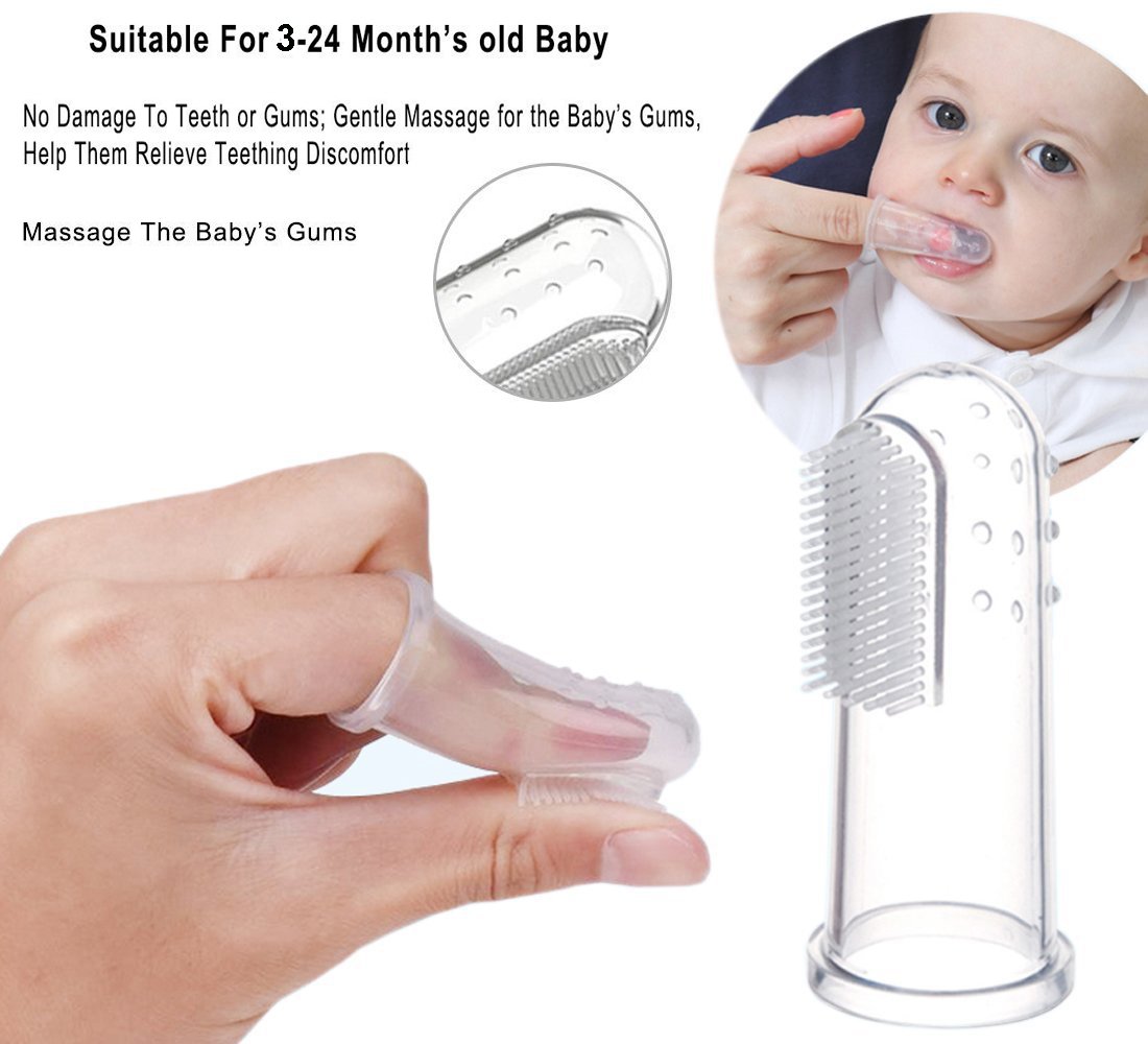 OUZIFISH Baby Infant Training Toothbrush and Teether,Finger Toothbrush