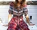 R.Vivimos Women Summer Print V Neck Maxi Dresses 3XL Red