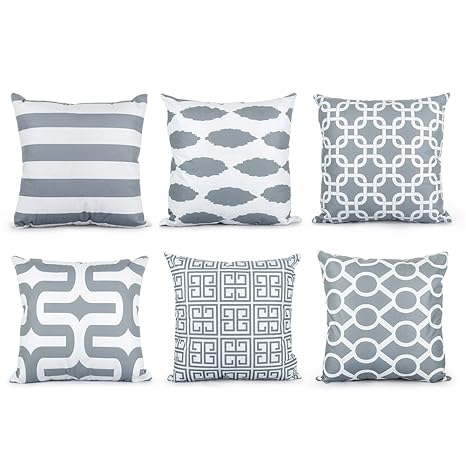 Topfinel Kissenbezüge 45x45 cm aus Mikrofaser Kissenhüllen 6er Set Weich mit Geometrischen Mustern Dekokissenbezüge für Sofa 