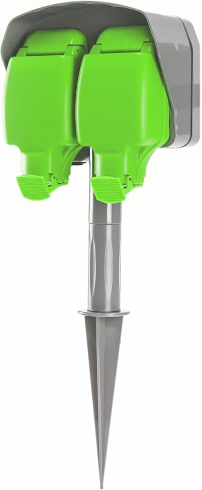 Status 15m Extension Lead Dual Socket Outdoor IP54 13A Green