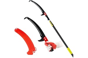 TMEE Tree Pruner Pole Saw For Tree Trimming, 7.7-26FT Telescoping Extendable ManualTree Trimmers Long Handle Pruner, Heavy Duty Sharp Steel Blade Branch Pruner Cutter Set for Sawing and Shearing