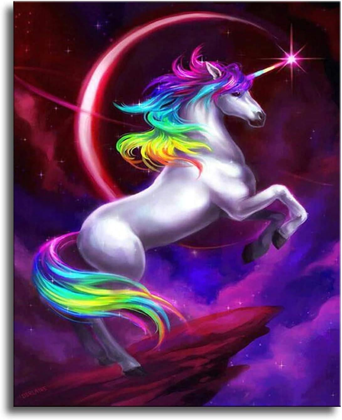 Shukqueen DIY Paint by Numbers for Adults Beginner, DIY Oil Painting Kit - Unicorn, Frameless-16X20 Inch, 1005-unicorn