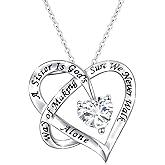FLYOW A Sister is God's Way of Making Sure We Never Walk Alone Engraved Heart Pendant Necklace 925 Sterling Silver Friendship Jewelry for Women Sisters Siblings,18 inch