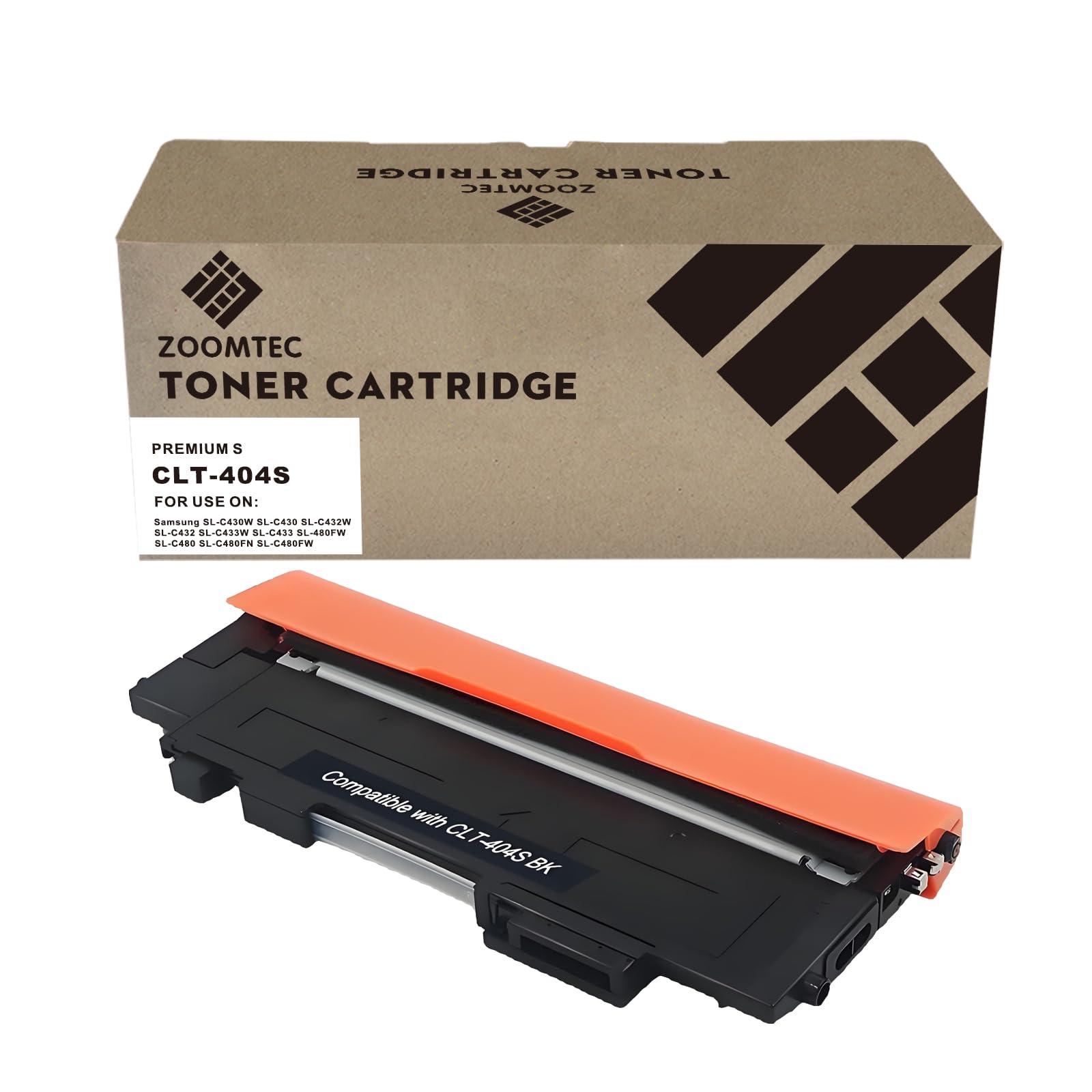 ZOOMTEC Compatible with Samsung CLT-404S CLT-K404S Toner Cartridge for Samsung Xpress SL C430W C430 C480W C480 C480FN C480FW C430W C432 C432W C433 C433W C482, 1Black