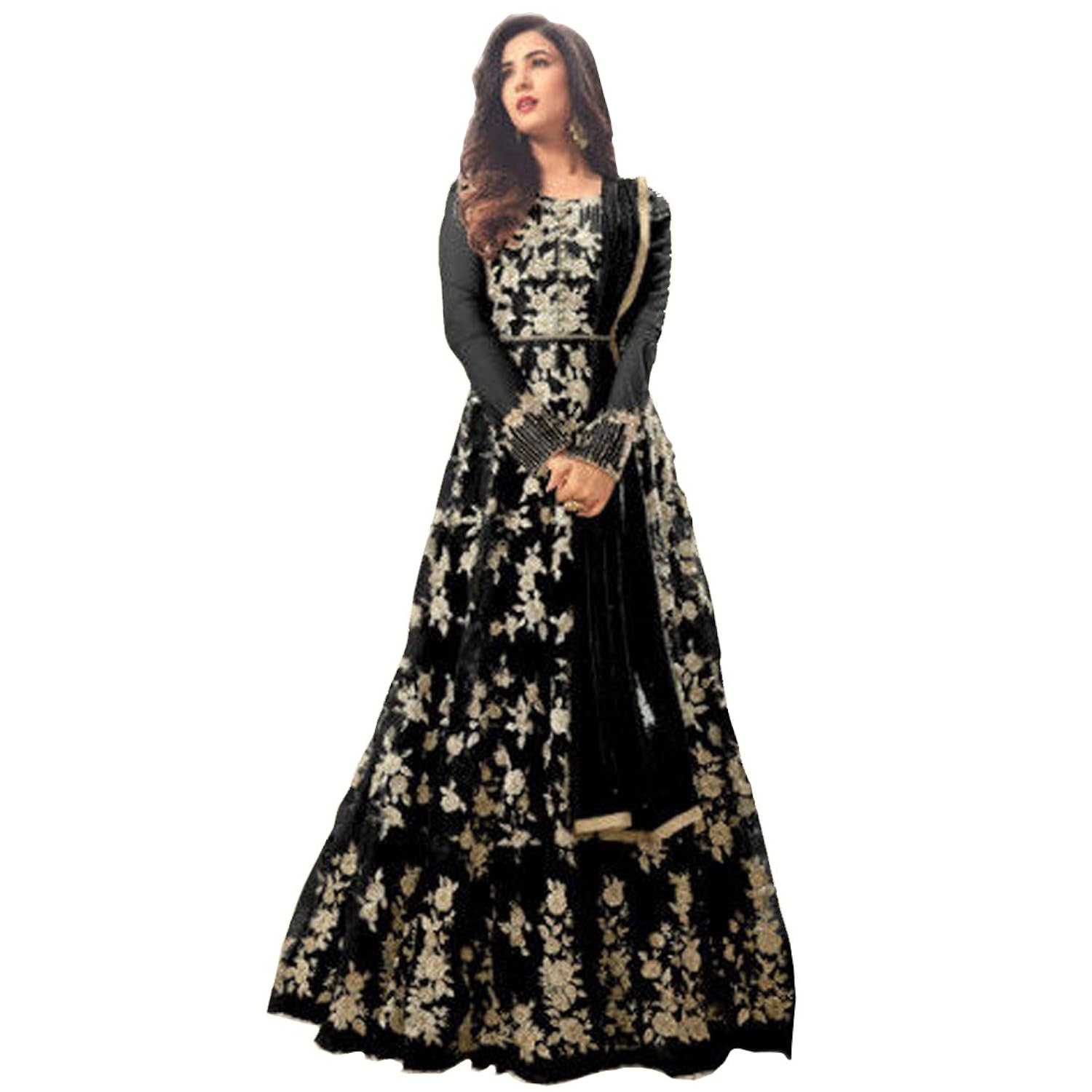 ank anarkali kurtis for women, heavy embroidered semi-stitched long -