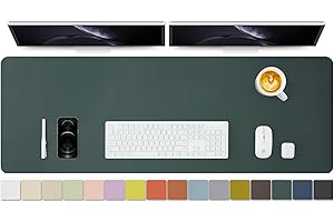 HOMIEAZICOZI Large Desk Mat - 47.2"x 17" Non-Slip PU Desk Pad for Office and Home - Ideal for Large Mouse Pad and Desk Mats on Top of Desks(Dark Green)