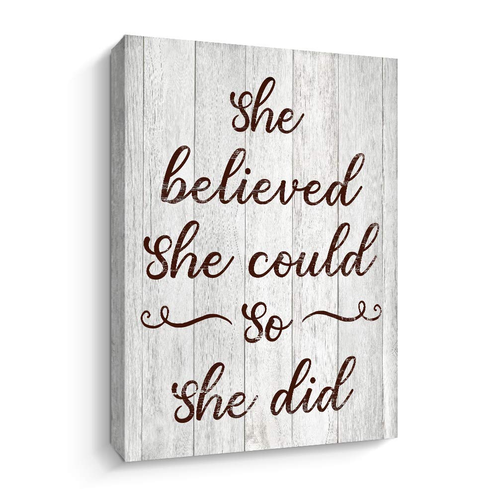 Motivational Wall Art for Women Girls She Believe She Could So She