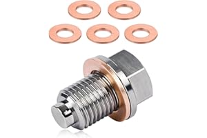 KVAEY Magnetic Oil Drain Plug, M12×1.5 Aluminum Alloy Sump Drain Nut Bolt with Cooper Crush Washer, Leak-Proof Engine Oil Drain Sump Bolt Screw Replacement for Most Vehicles (M14×1.5)