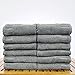 BC BARE COTTON Luxury Towel Collection 100% Turkish Cotton channeled Border Washcloths, Face Towel - Gray, 12 Pack of Thick Towel