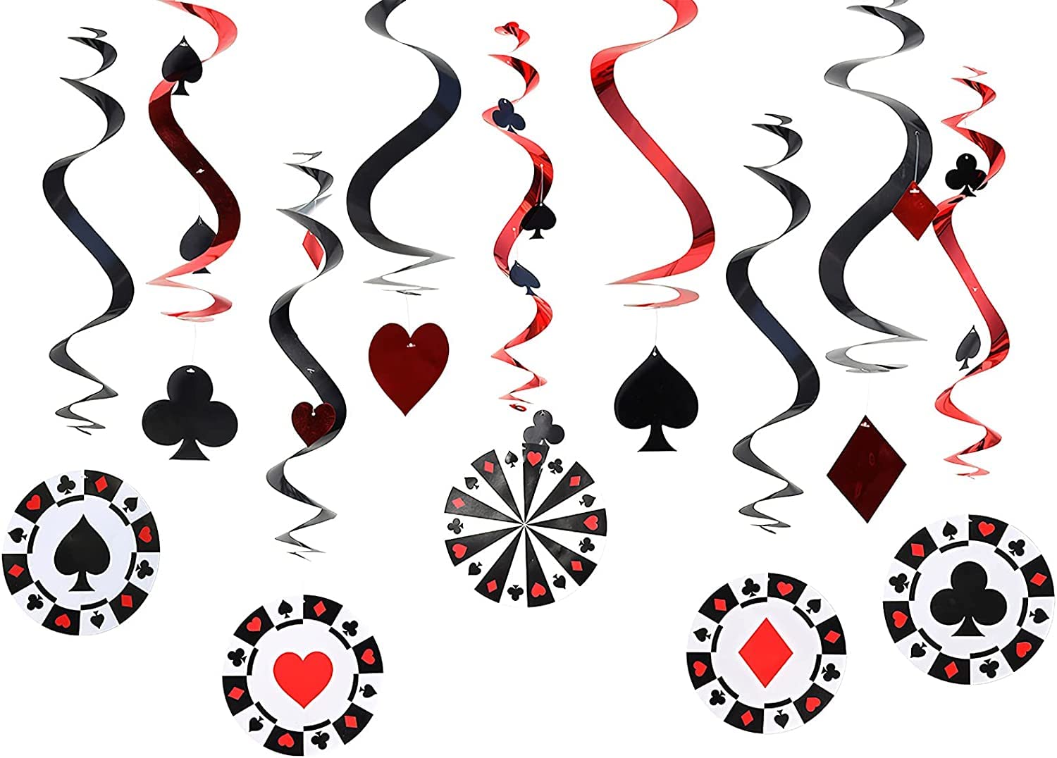 Happium 9 Pieces Poker Hanging Swirls Casino Party Swirl Decorating Poker Swirl Garland Hanging Decoration Ceiling Spirals Decoration for Casino Poker Themed Party Decoration Birthday Carnival