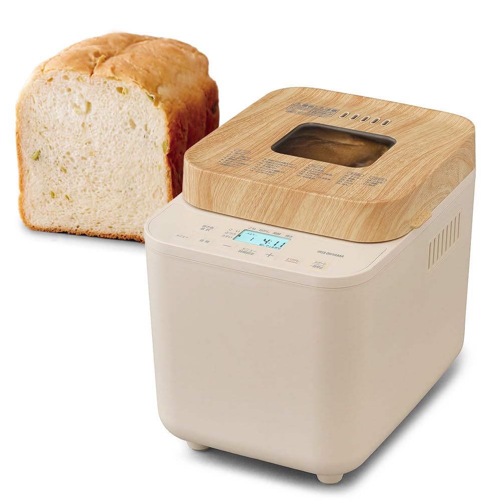 アイリスオーヤマ(IRIS OHYAMA) ホームベーカリー 米粉パン対応 レシピBOOKメニュー50種 コースメニュー27種 1斤 パン 生地 ピザ 餅つき機 プレゼント ミトンセット IBM-010-C サンドベージュ商品画像