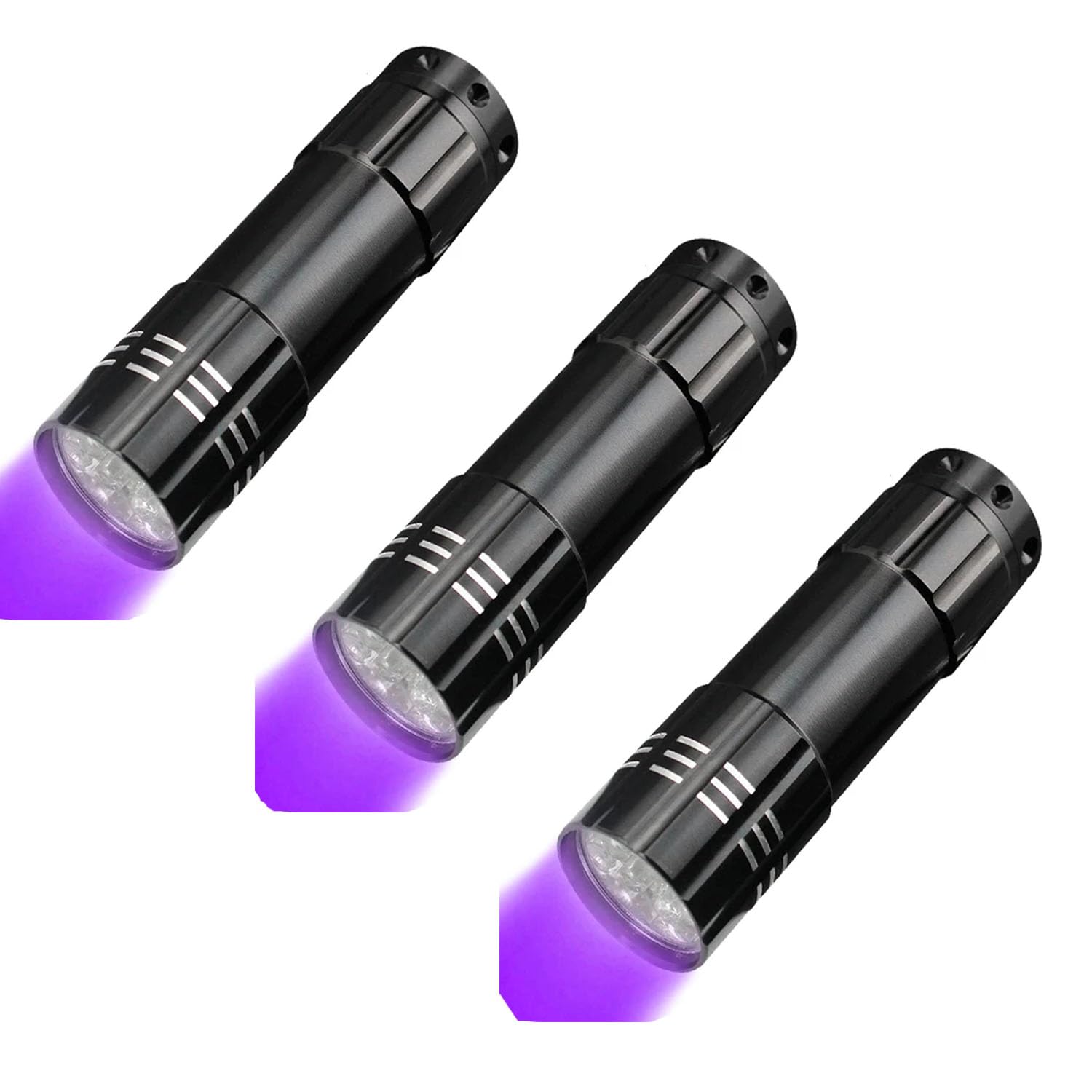 POCKETMAN Portable UV Flashlight 395-400nm Black Light Flashlights Ultraviolet Zoomable Torch Pet Urine Stains Fluorescent Agent Detector (3 Pack)