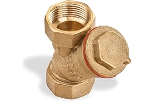 METALANDBRASSCO Brass Y-Type Strainer 0,75" Female - Threaded Lead-Free Working Steam Pressure for Pumps Control Valves Meters Steam Traps Regulators Water Flow Filter (3/4")