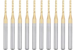 uxcell 10Pcs 1.5mm Titanium Coat Carbide End Mill Engraving Milling Cutter CNC Router Bits for PCB Machine, 1/8" Shank