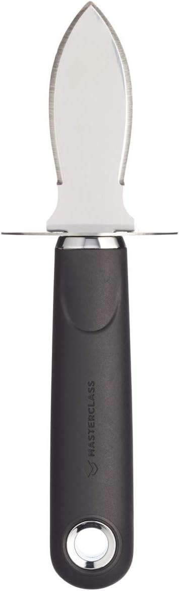MasterClass Oyster Knife with Soft Grip Handle, Stainless Steel, 18 cm, Black