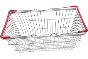 LRXIYODE Mini Shopping Basket and Kids Metal Shopping Cart Basket Large Red Handles for Toy Storage and Party Favors