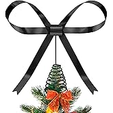 HMASYO Christmas Tree Topper Bow, 10.5 Inch Large Black Metal Bow Tree Topper with Spiral Base for Holiday Xmas Party Christmas Tree Top Decorations (Black)