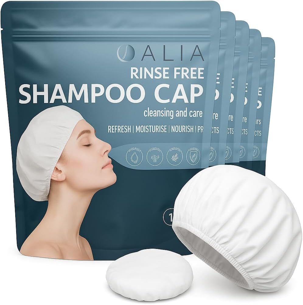 ALIA Rinse-Free Shampoo Cap 5 Pack Microwavable Hair Washing Cap
