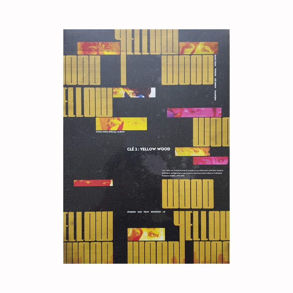 STRAY KIDS CLE 2 : Yellow Wood Special Album (Yellow Wood Version) CD+Poster+Photobook+3 QR Photocards+(Extra 4 Photocards + 1 Double-Sided Photocard)