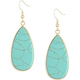 MINACHI Gemstone Teardrop Waterdrop Dangle Drop Earrings, Vintage Boho Jewelry Gift for Women
