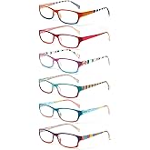 Kerecsen Computer Reading Glasses for Women Blue Light Blocking Glasses for Reading Fashion Pattern Print Eyeglasses for Womens(Mix Color -5, 2.00)