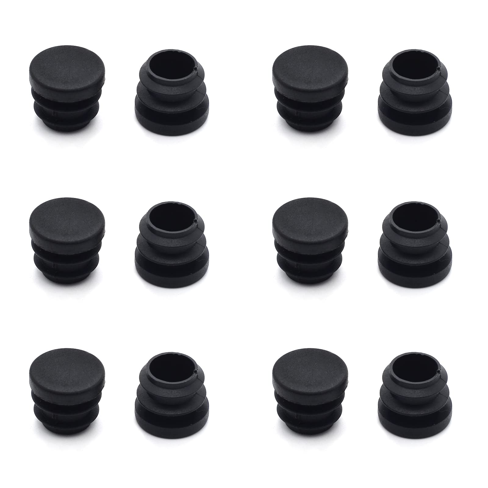 12PCS 45mm Round Plastic Plug, Round Black Plastic End Cap, Pipe Tubing End Cap, Furniture Finishing Plug