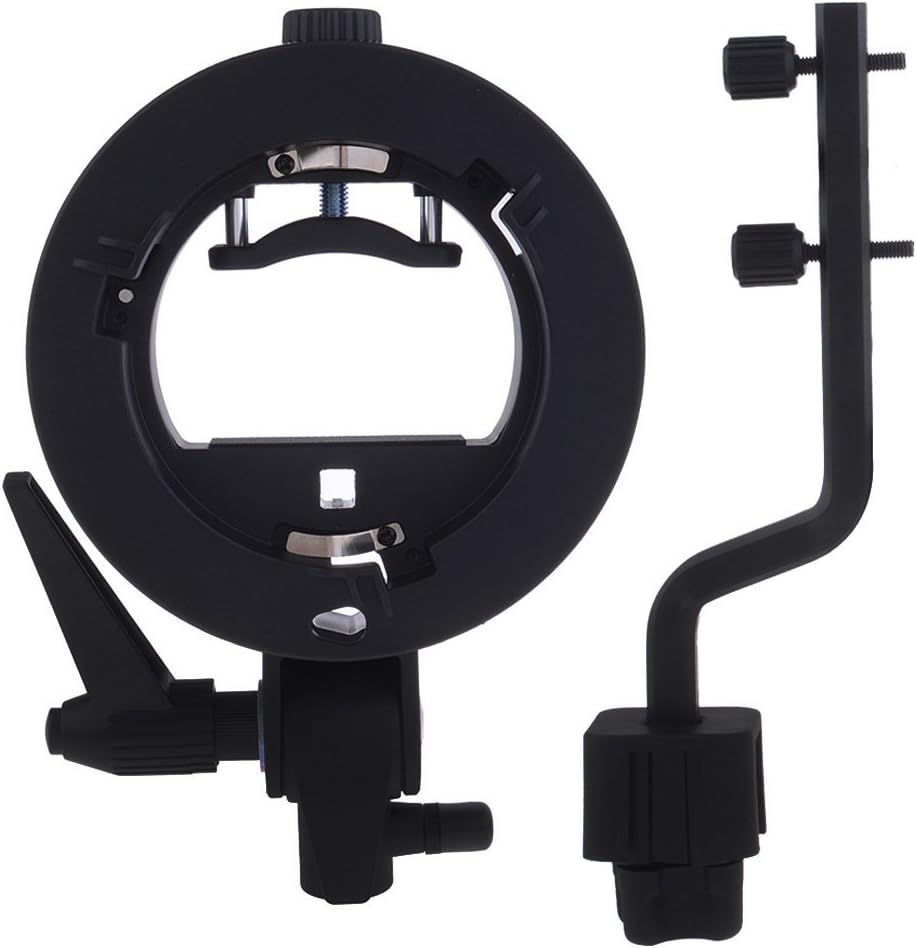 Neewer Photography S-Type Bracket & Four Speedlite Adapter Kit, includes (1)S-Type Bracket Holder with Elinchrom Mount for Speedlite Flash Softbox Beauty Dish Reflector Umbrella, (1) Flexible Universal Four Speedlite Adapter Hot-Shoe Mount Bracket