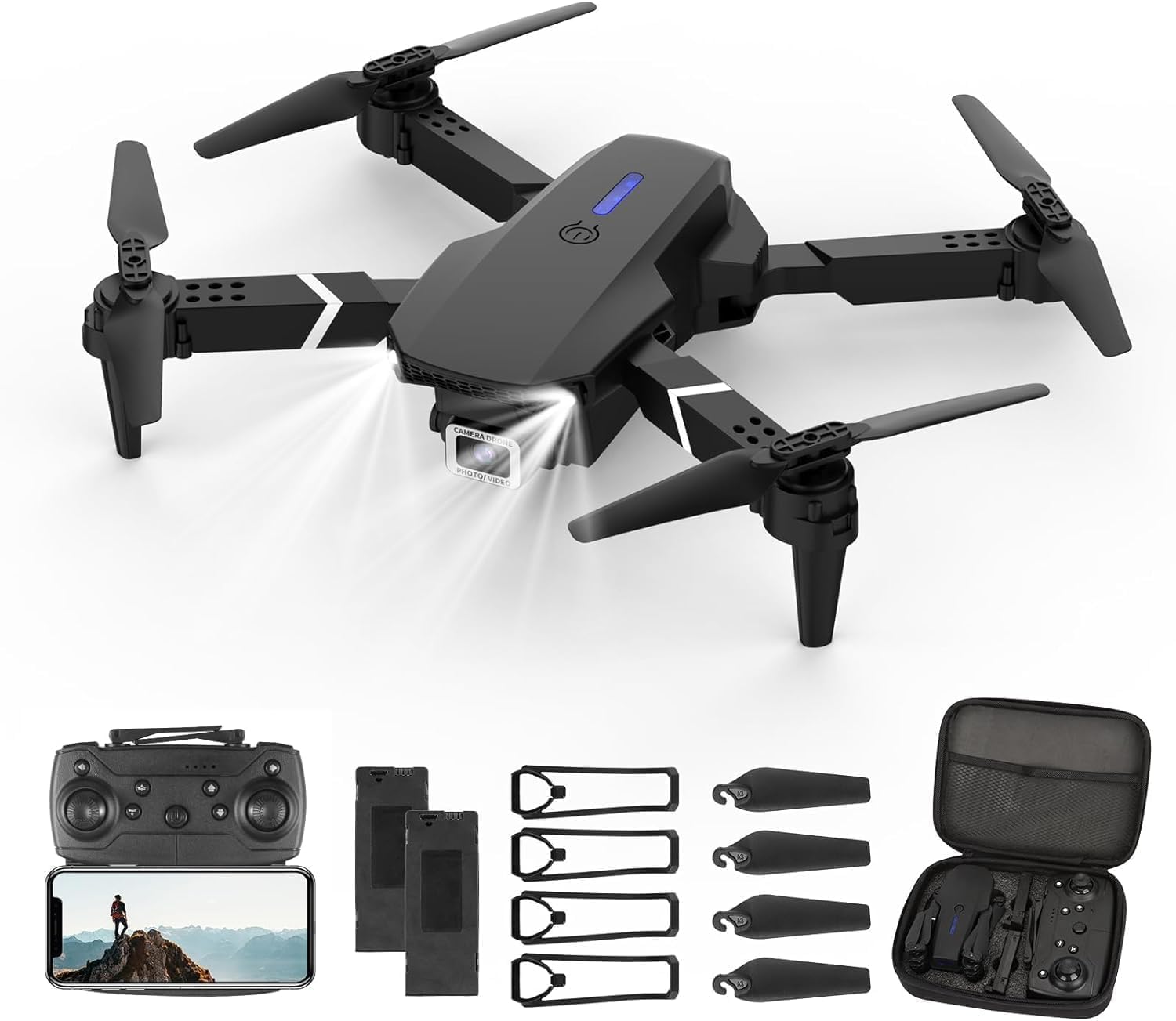 Photo 1 of **PARTS ONLY**Mini Drone with Camera 4K HD FPV, headless mode?Altitude Hold, Gesture Selfie, One Key Take Off/Landing, 360° Flips, Waypoint Fly, 2 Batteries, Foldable RC Quadcopter with Drones Beginners