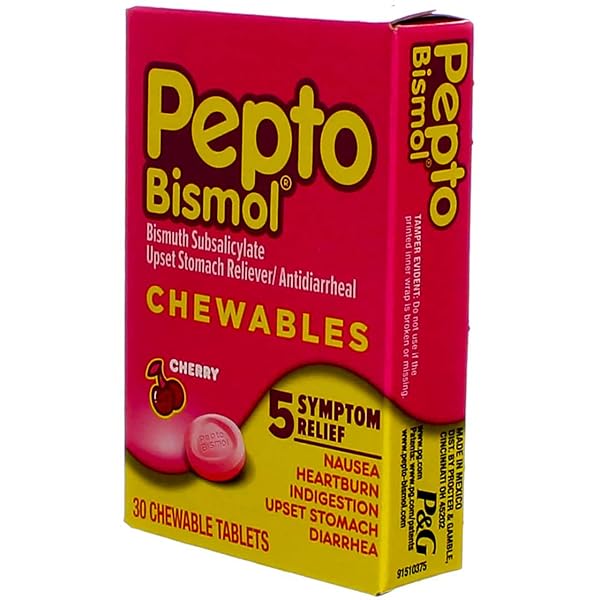 PEPTO-BISMOL 5 SYMPTOMS DIGESTIVE RELIEF CHEWABLE TABLETS, CHERRY 30 EA (PACK OF 6)