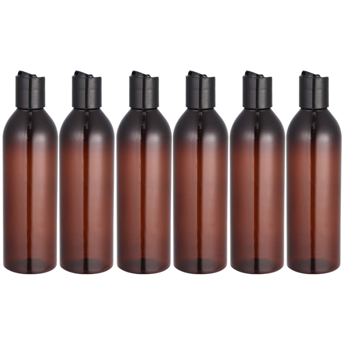 minkissy Empty Refillable Squeeze Travel Bottle - 6pcs 250ml/8.45oz Portable Travel Bottles Plastic Squeeze Bottle with Disc Cap for Shampoo Lotion (Brown Bottle)