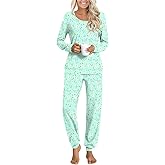 HOTGIFT Womens Pajamas Sets, 2 Piece Lounge Pjs Set Long Sleeve Long Pant Ladies Sleepwear with Pockets Soft