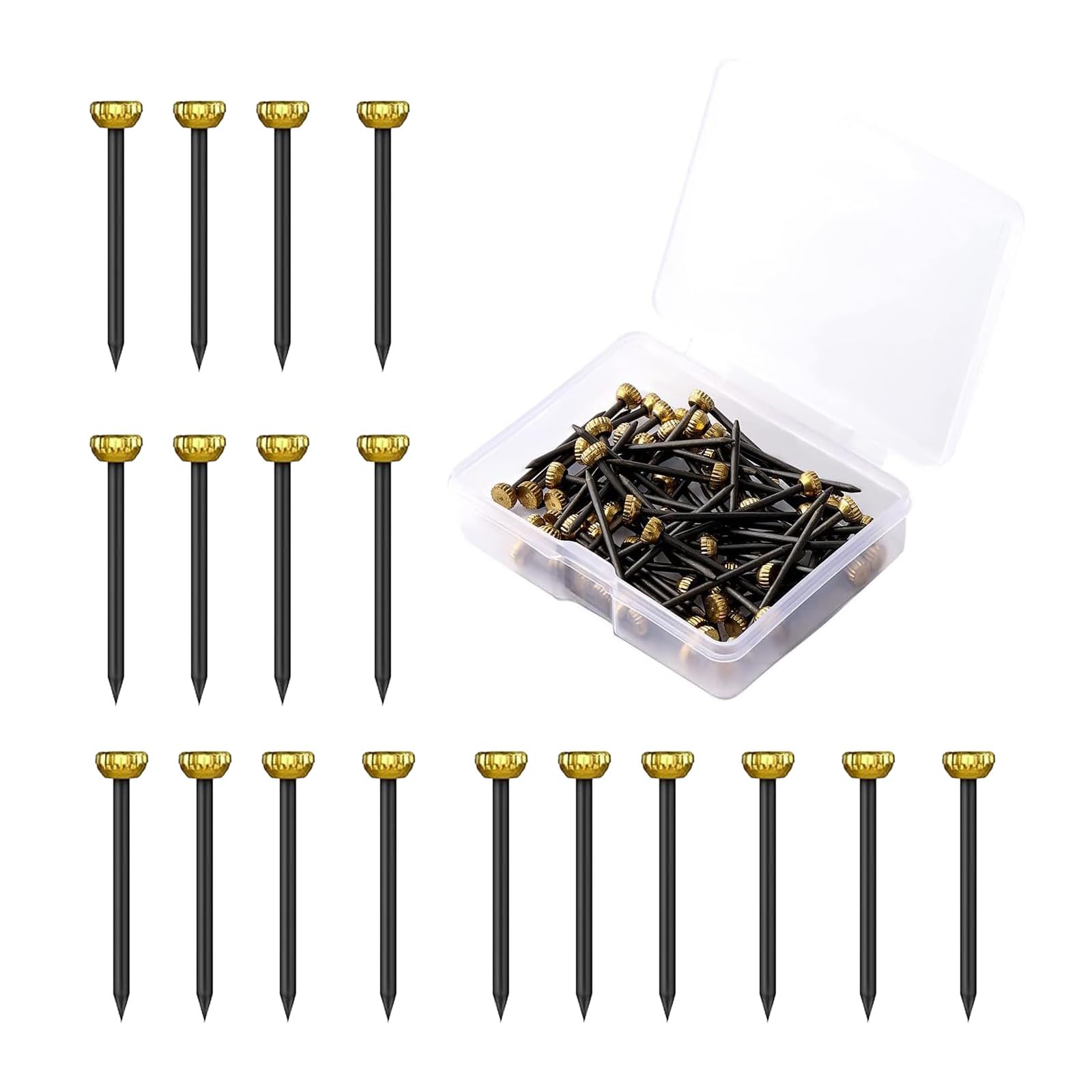 ZSRVAJ 100 Pcs Picture Pins, Nails for Hanging Pictures, Wall Pins, Picture Hanging Nails, with Plastic Storage Box