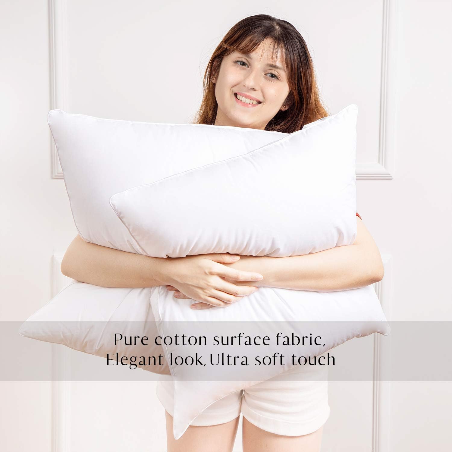 Ashler Throw Pillow Inserts Pack of 2, 100% Pure Cotton Cover Stuffer 18 x 18 Inches Soft Supportive Square Form Hypoallergenic Pillow Insert: Home & Kitchen