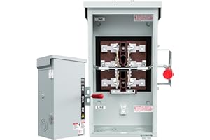 Tzechkii 200A Generator Transfer Switch for Home Generator, 48000W Manual Double-Throw Safety Switch, 120/240-Volt, NEMA 3R for Indoor/Outdoor Use (200A 2P Grey White)