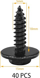 DDHOMIN 40 Pcs Hex Self-Tapping Black Screws with Washers for Automotive Panels view 5