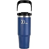 DEWA 30 oz Insulated Stainless Steel Water Bottle with Handle & Flip Straw | Travel Tumbler for Gym, Hiking, Work | Vacuum Reusable Cup Keeps Cold 24H, Hot 12H