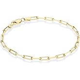 Miabella 18K Gold Plated 925 Sterling Silver Italian 3mm Paperclip Link Chain Bracelet for Women Men, Made in Italy