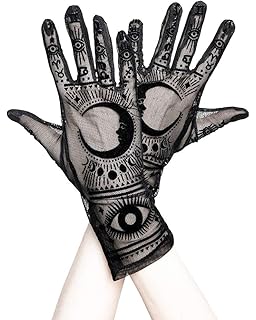 RestyleGothic Mesh Fortune Teller with Moon and Zodiac Signs Gloves