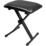 Greenpro Adjustable X Style Cushion Padded Piano Keyboard Bench- Black.