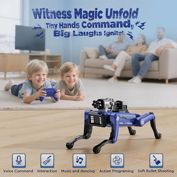 Smart Robot Dog for Kids - Police Edition - Shooting with gel bullets, Voice Commands, Remote Control, AI Programming, Music, Dance, STEM Learning Toy for Boys & Girls Ages 6+ روبوت كلب ذكي