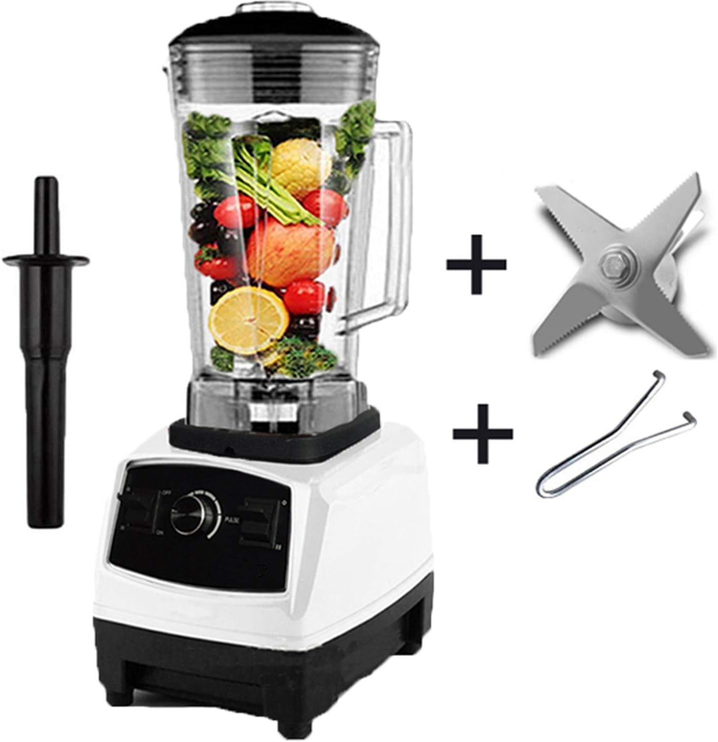 Heavy Duty Commercial Blender Mixer High Power Food Processor Ice Smoothie Bar Fruit Electric Blender,white blade tool1