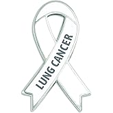 PinMart Lung Cancer White Awareness Ribbon Enamel Lapel Pin